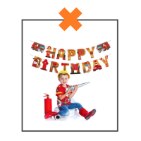 Papieren slinger Happy Birthday Brandweer